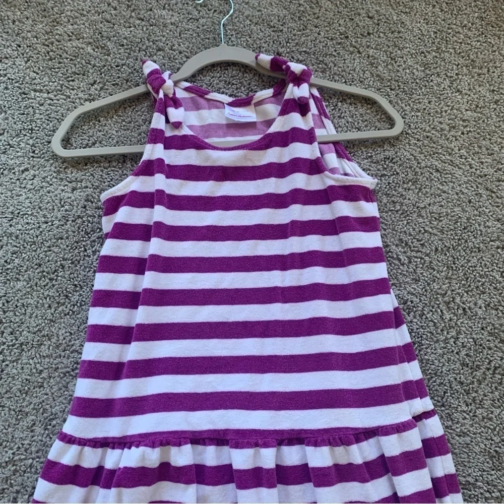 Hanna Andersson Purple White Striped Terry Cloth Beach Coverup Size 12